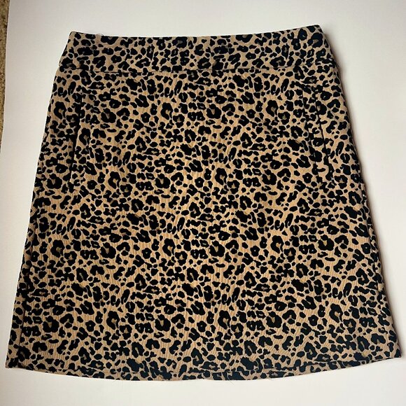 LOFT Petites Leopard Print Skirt – Size 0P - Picture 1 of 7